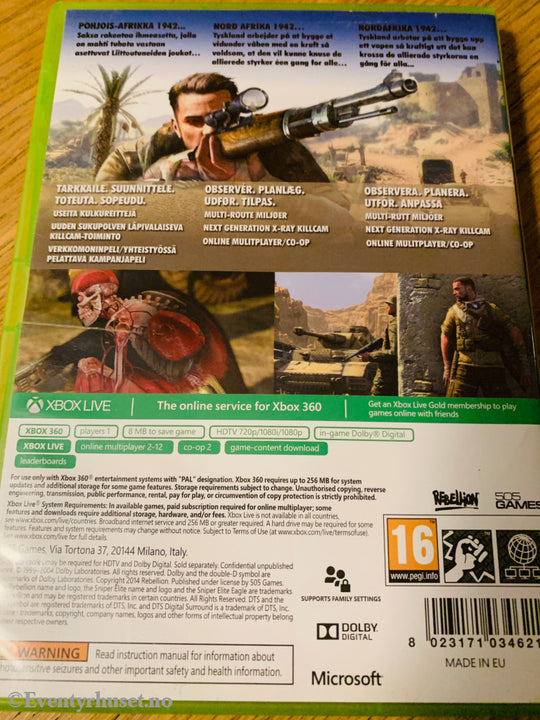 Sniper Elite Iii Africa. Xbox 360. 360