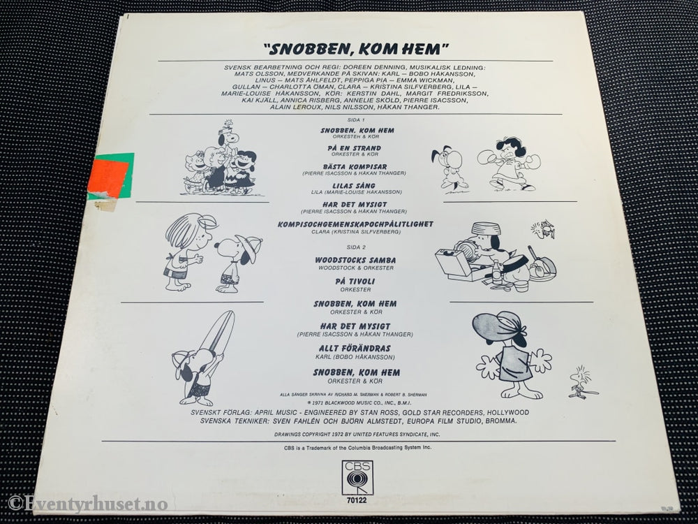 Snobben Kom Hem. 1972. Lp. (Snoopy/knøttene). Lp Plate