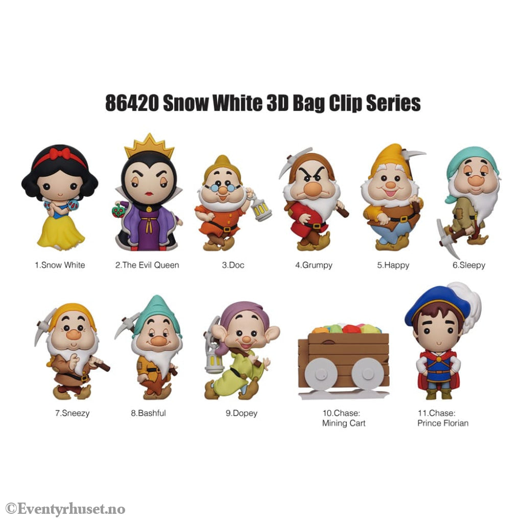 Snow White 3D PVC Bag Clips Classic Series 66 Display (24) Fashion & Accessories