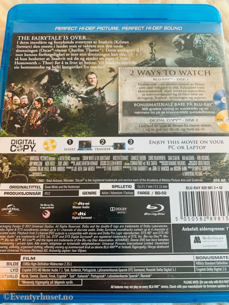 Snow White & the Huntsman. Blu-ray.