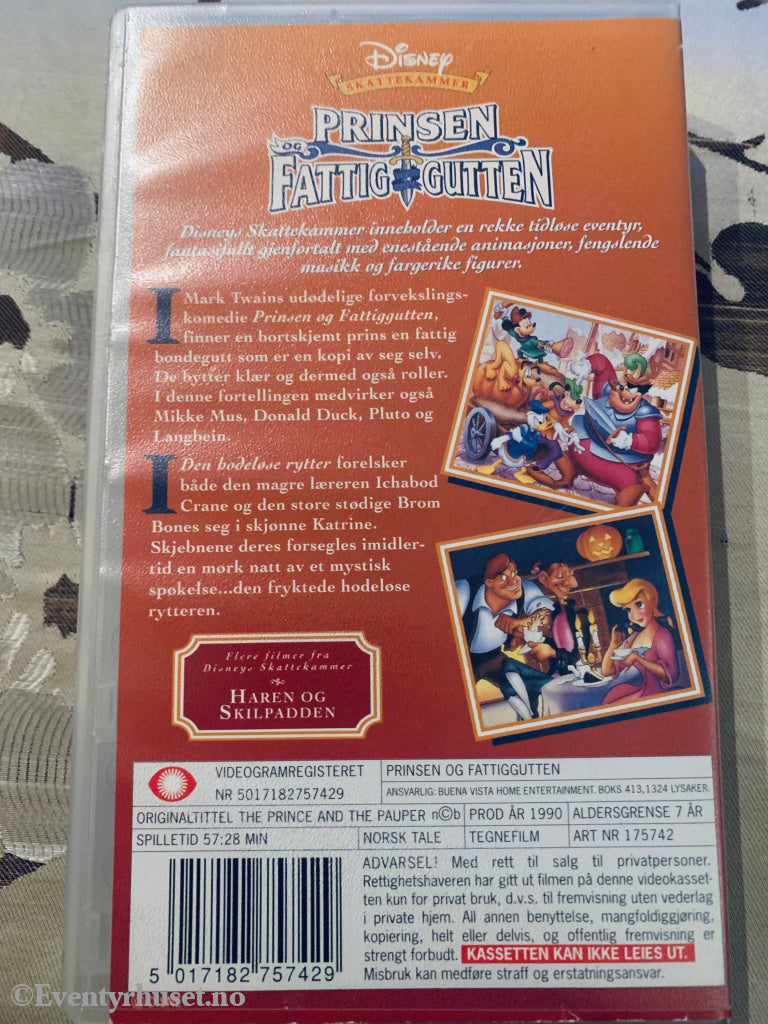 Solgt På Edwis Lekebutikk! Disney Vhs. 175742. Prinsen Og Fattiggutten. Vhs