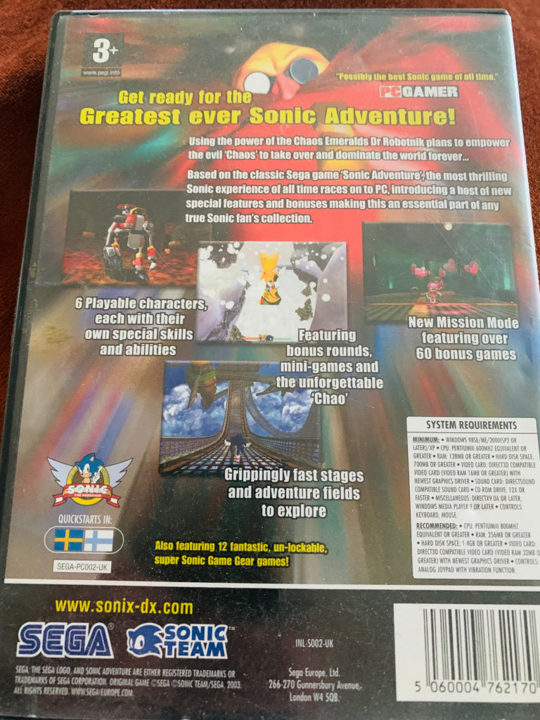Sonic Adventure DX – Director's Cut. PC spill.