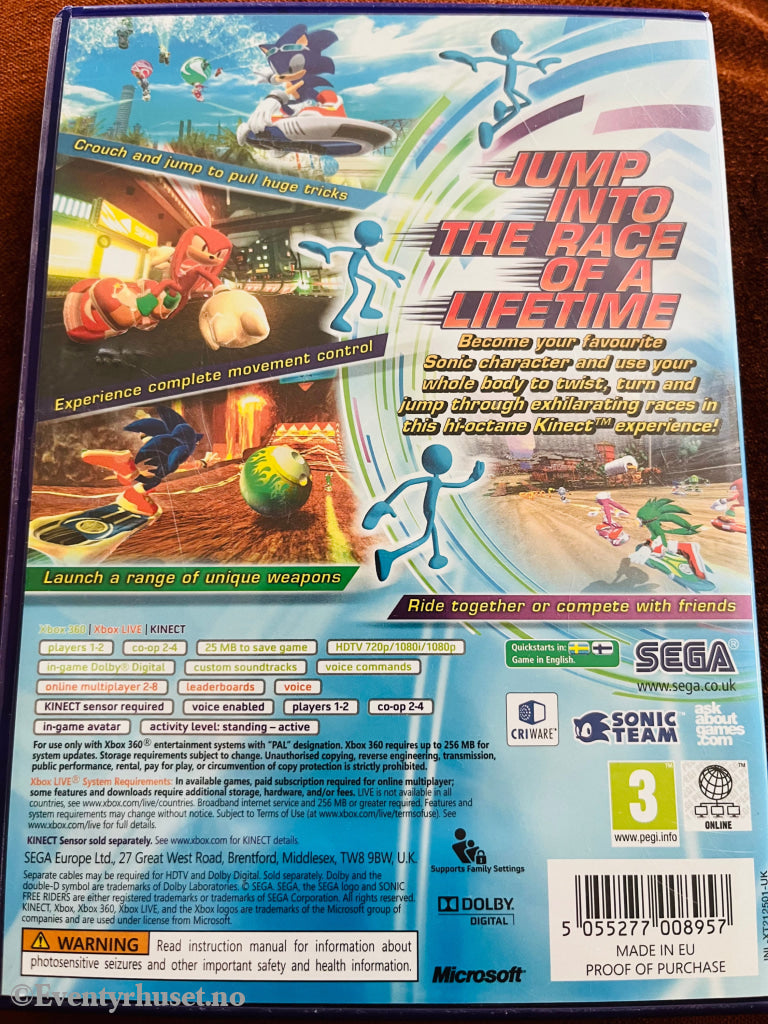 Sonic Free Riders (Kinect). Xbox 360. 360