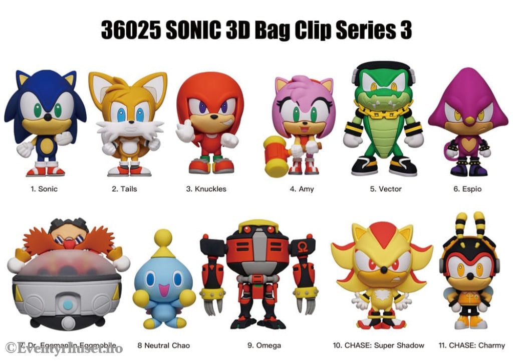 Sonic - The Hedgehog 3D PVC Bag Clips Series 3 Display (24) Fashion & Accessories
