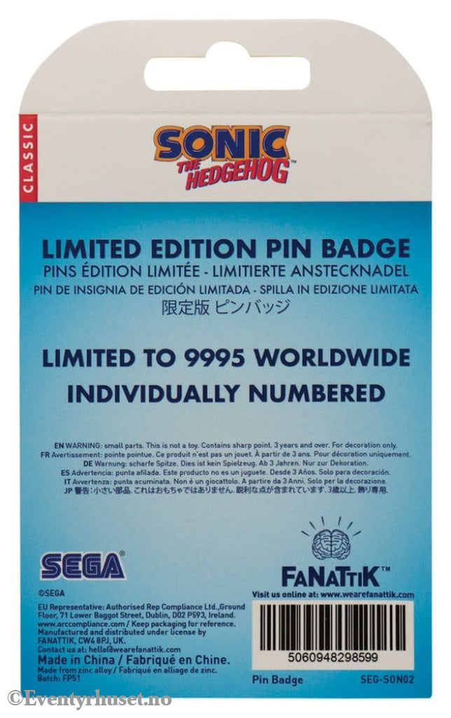 Sonic - The Hedgehog Pin Badge Sonic Tails Knuckles Limited Edition Fashion & Accessories
