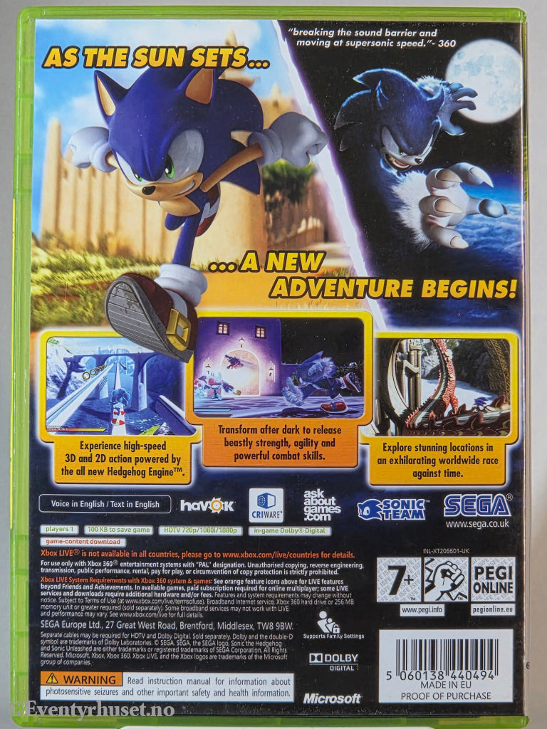 Sonic Unleashed. Xbox 360 Walt Disney Home Video