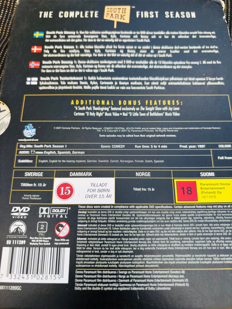 South Park Sesong 1. DVD samleboks. DVD