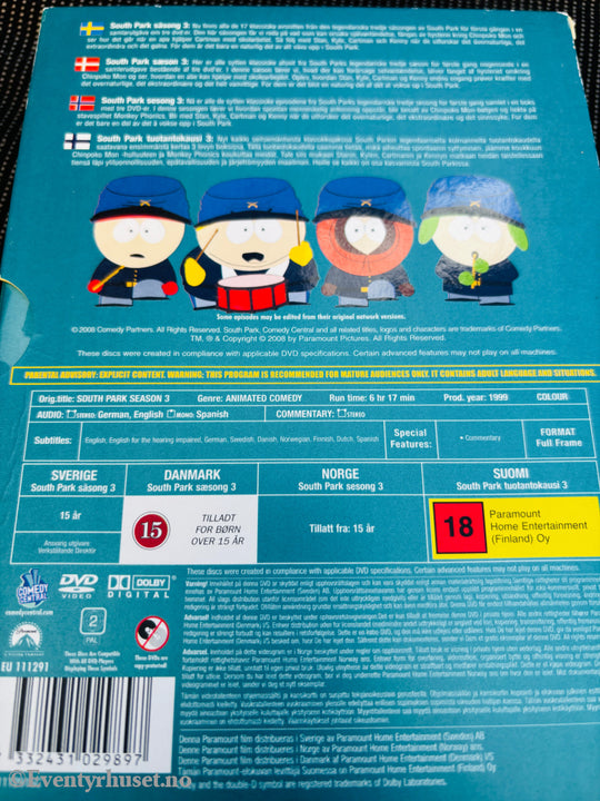 South Park Sesong 3. DVD samleboks. DVD