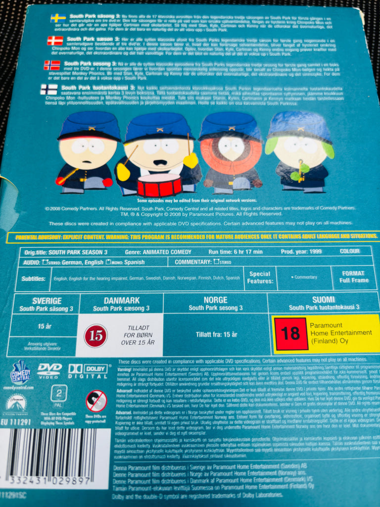South Park Sesong 3. DVD samleboks. DVD