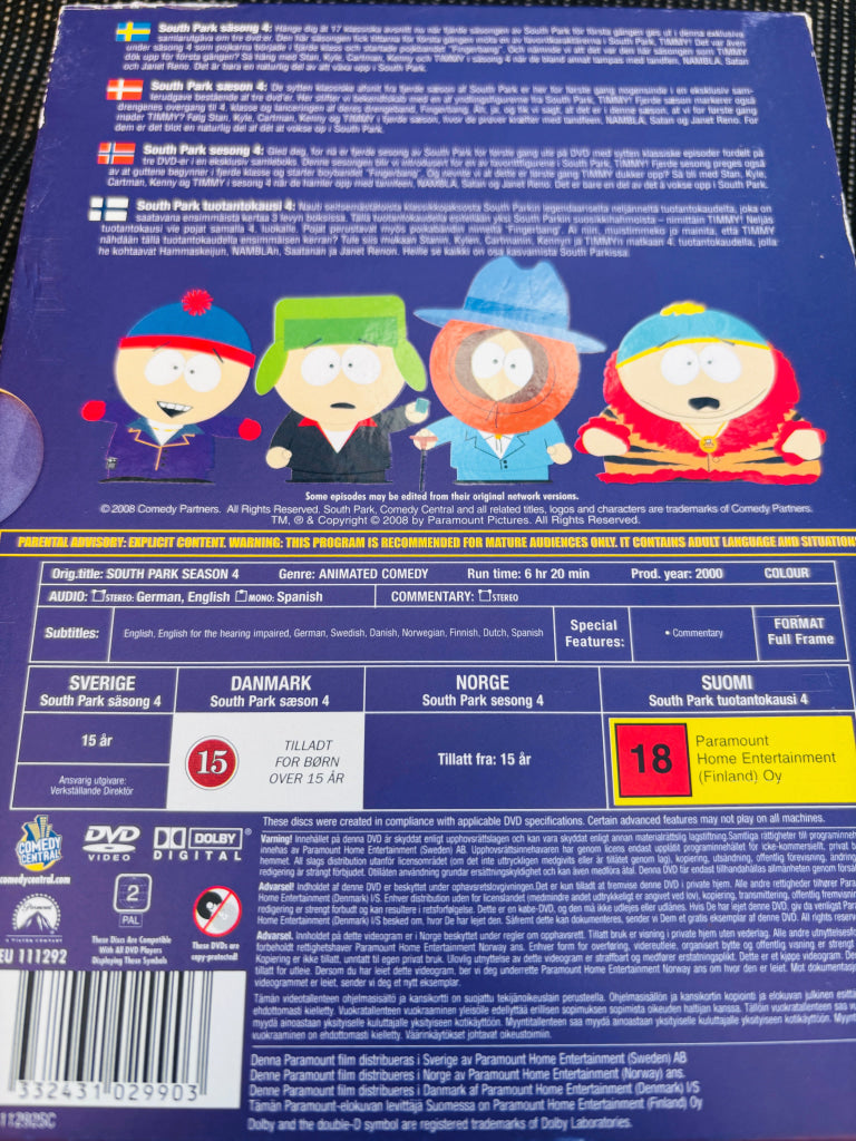 South Park Sesong 4. DVD samleboks. DVD