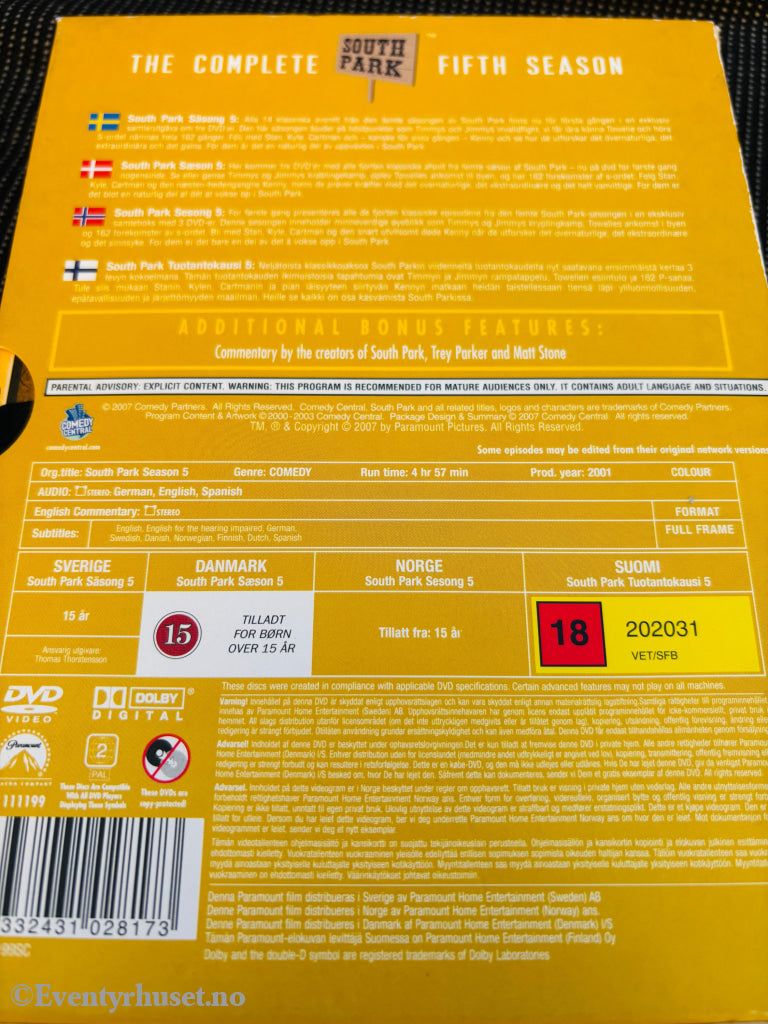 South Park Sesong 5. DVD samleboks. DVD