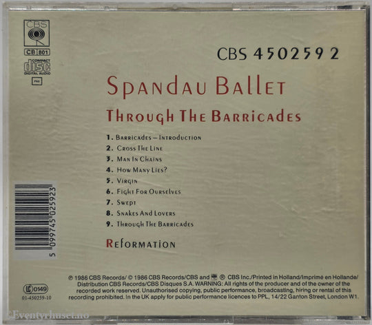 Spandau Ballet. 1986. Through the Barricades. CD.