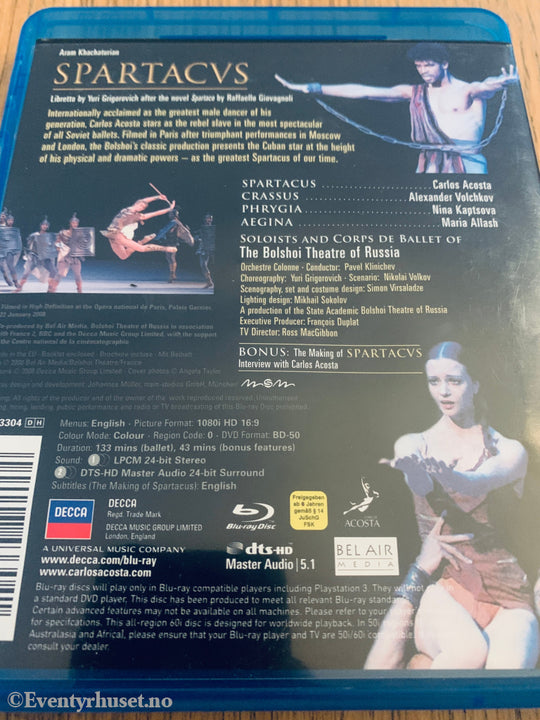 Spartacus: The Bolshoi Ballet (2010). Blu-Ray.