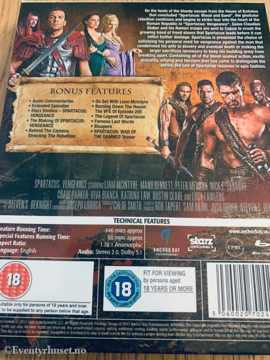 Spartacus: Vengeance – The Complete Second Series (2012). Blu-Ray.