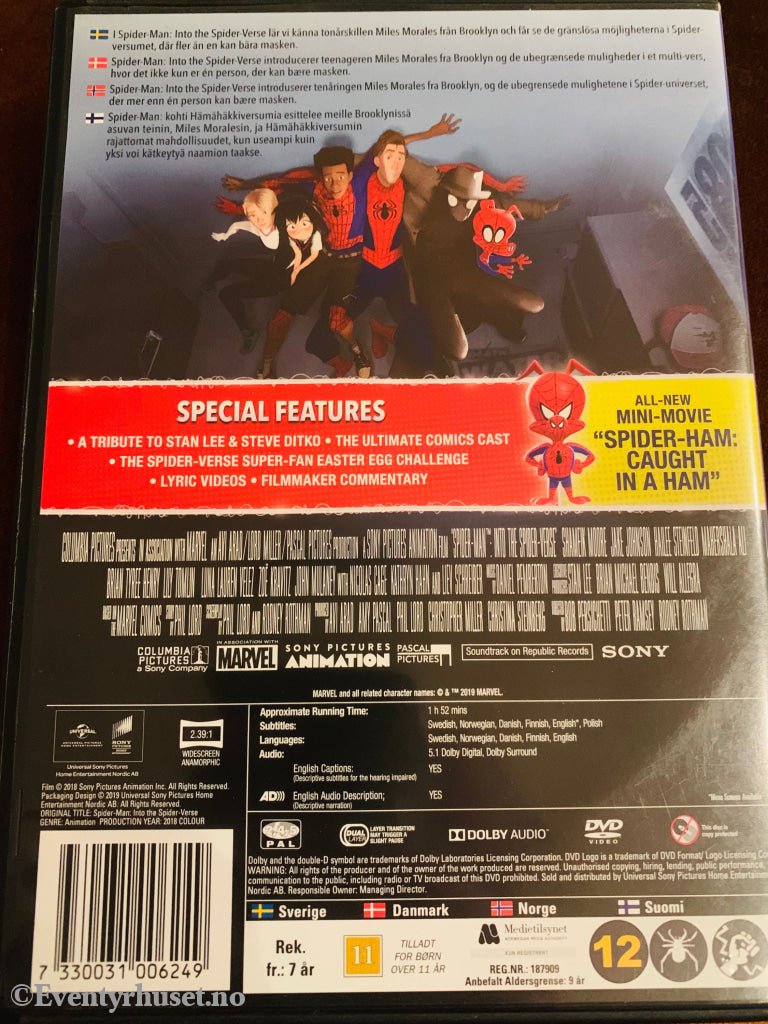 Spiderman - Into The Spider-Verse. 2018/2019. Dvd. Dvd