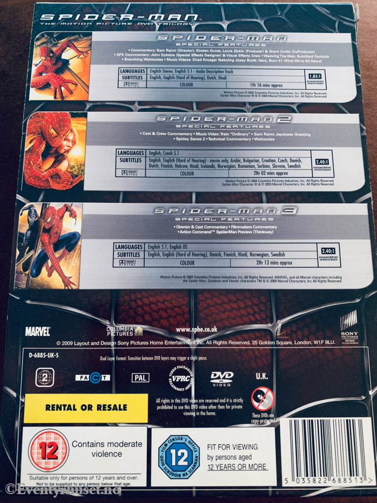 Spiderman Trilogy. Dvd Samleboks.