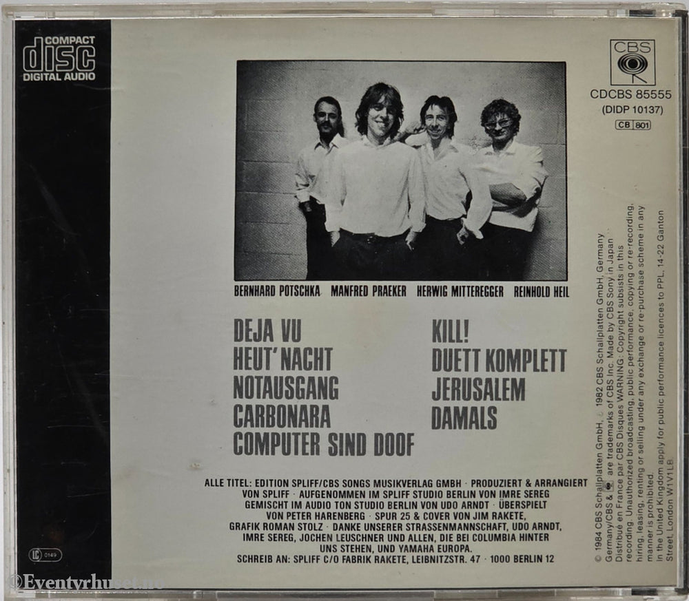 Spliff. 1982. 85555. Musikk-CD.