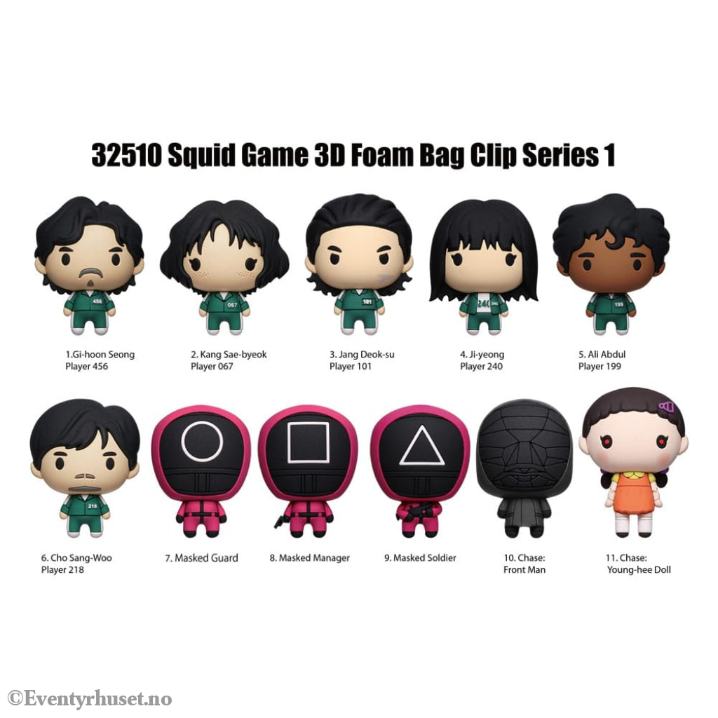 Squid Game 3D PVC Bag Clips Series 1 Display (24) Fashion & Accessories