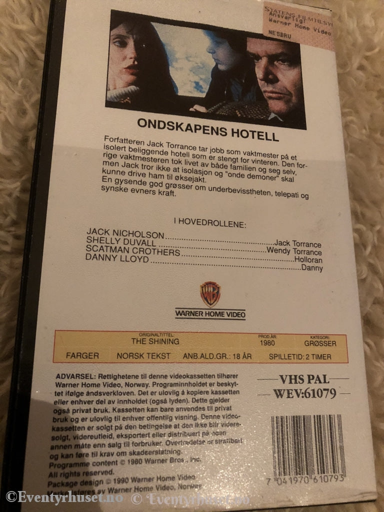 Stanley Kubrick. Ondskapens Hotell. Vhs. Vhs