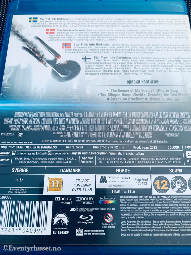 Star Trek - Into Darkness. 2013. Blu-Ray. Blu-Ray Disc