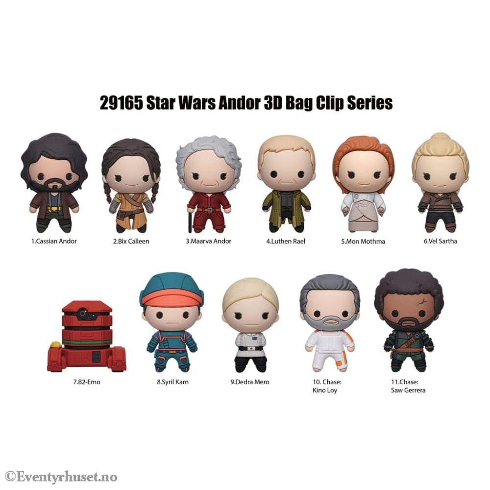 Star Wars 3D Foam Bag Clips Andor Display (24) Fashion & Accessories