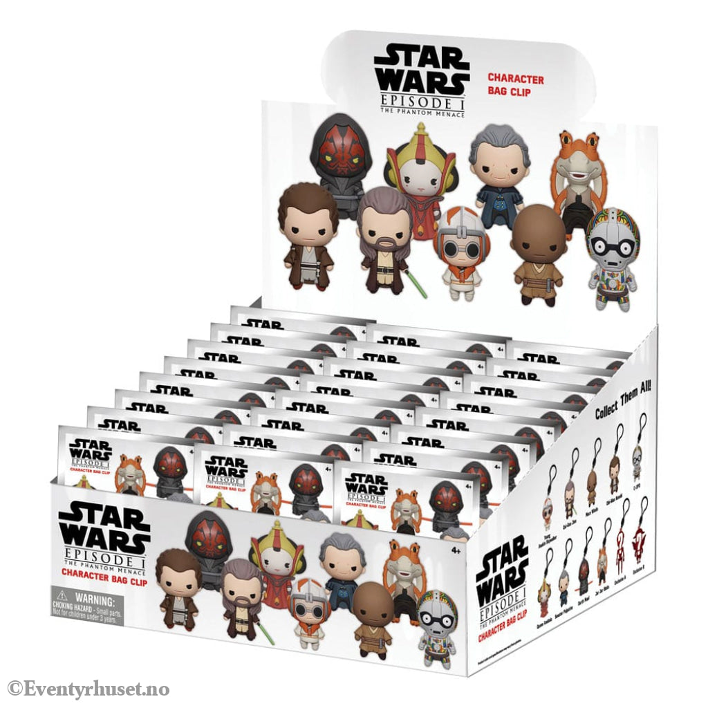 Star Wars 3D PVC Bag Clips The Phantom Menace Display (24) Fashion & Accessories