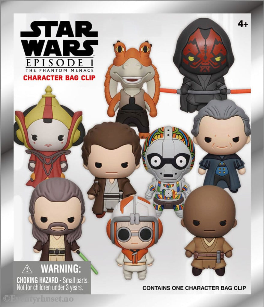 Star Wars 3D PVC Bag Clips The Phantom Menace Display (24) Fashion & Accessories