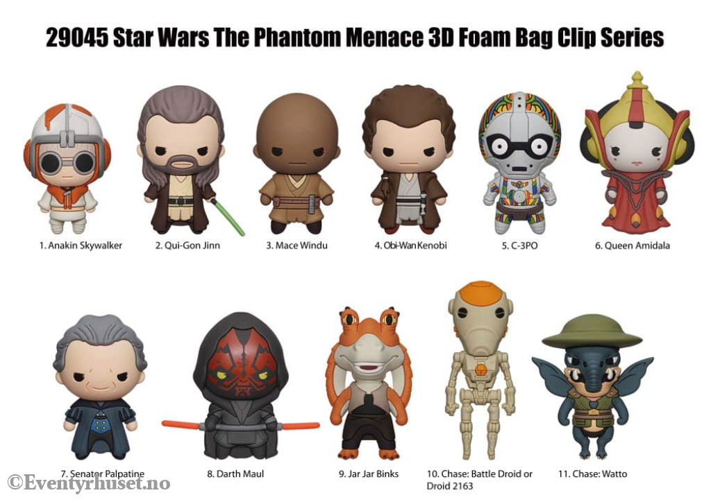 Star Wars 3D PVC Bag Clips The Phantom Menace Display (24) Fashion & Accessories