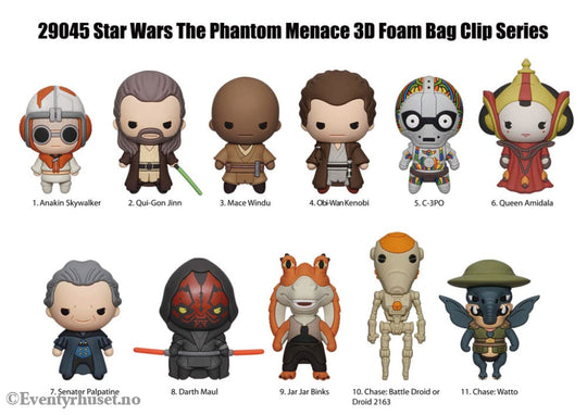 Star Wars 3D PVC Bag Clips The Phantom Menace Display (24) Fashion & Accessories