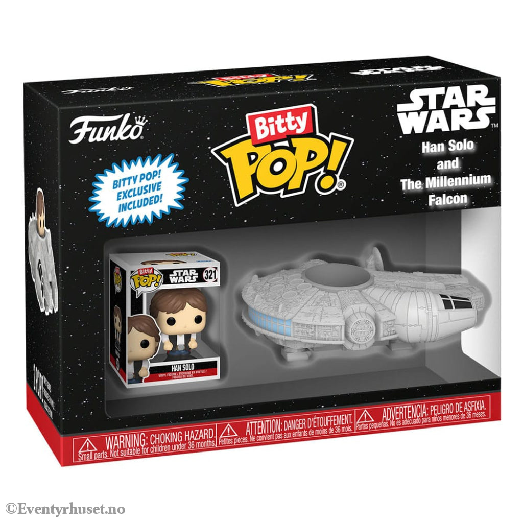Star Wars Bitty POP! Rides Vinyl Figure Display Han Solo w/Millenium Falcon 2,5 cm Collectibles