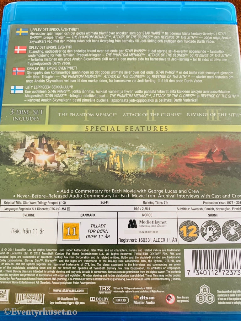Star Wars I + Ii+ Iii. Blu Ray Samleboks. Blu-Ray Disc