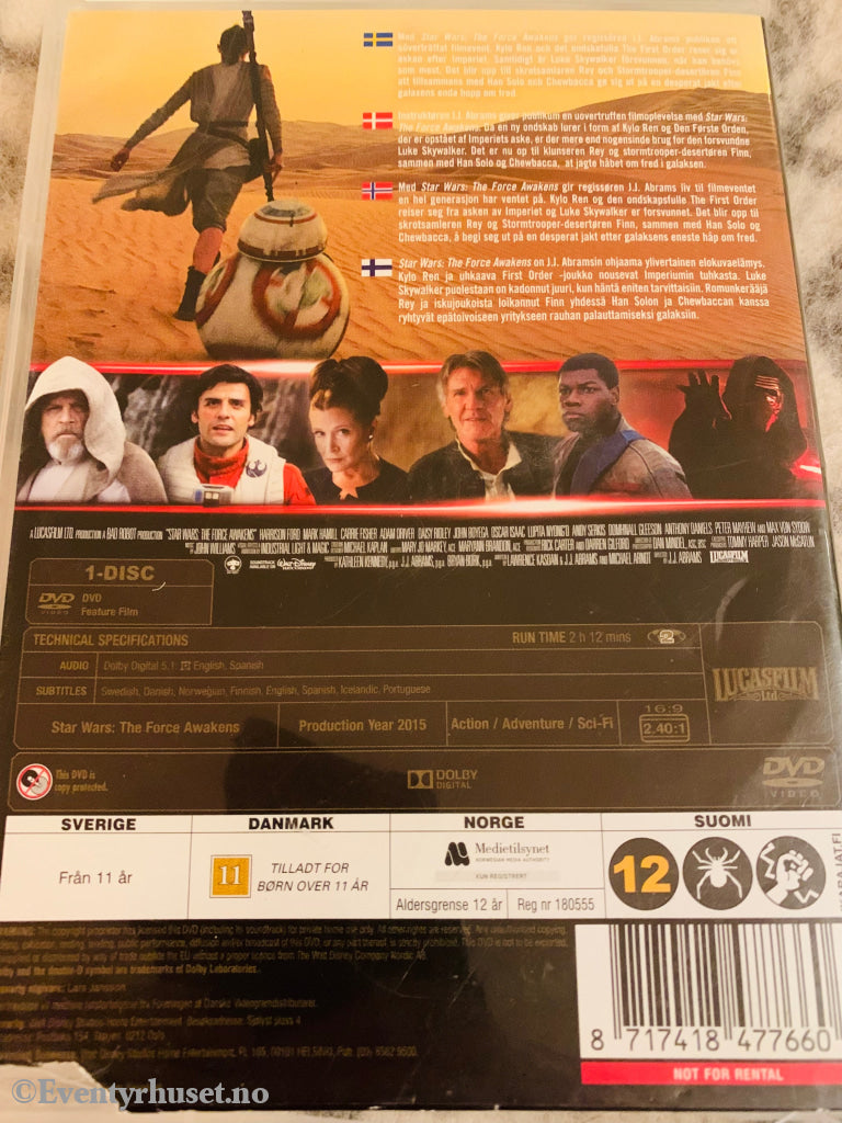 Star Wars The Force Awakens. Dvd. Dvd