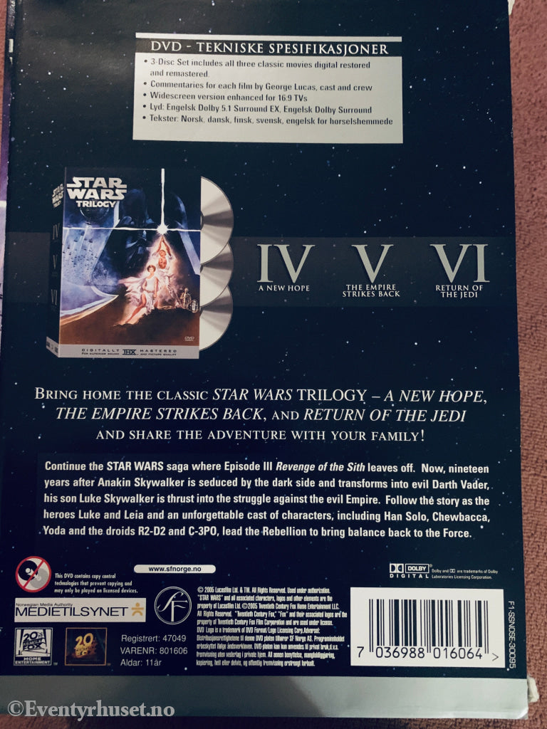 Star Wars Trilogy Digitally Mastered. DVD samleboks.