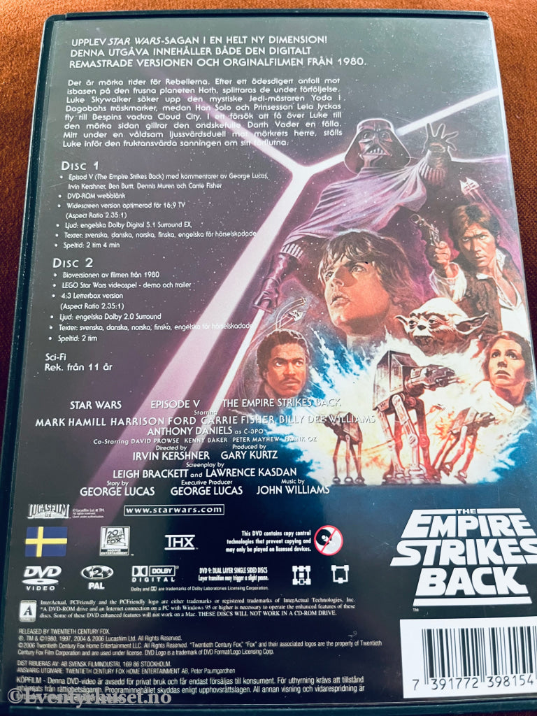 Star Wars V - The Empire Strikes Back. Dvd. Svensk Utgave. Dvd