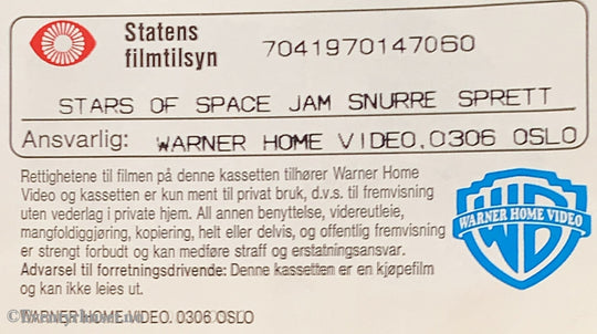 Stars Of Space Jam - Snurre Sprett. 1996. Vhs. Vhs