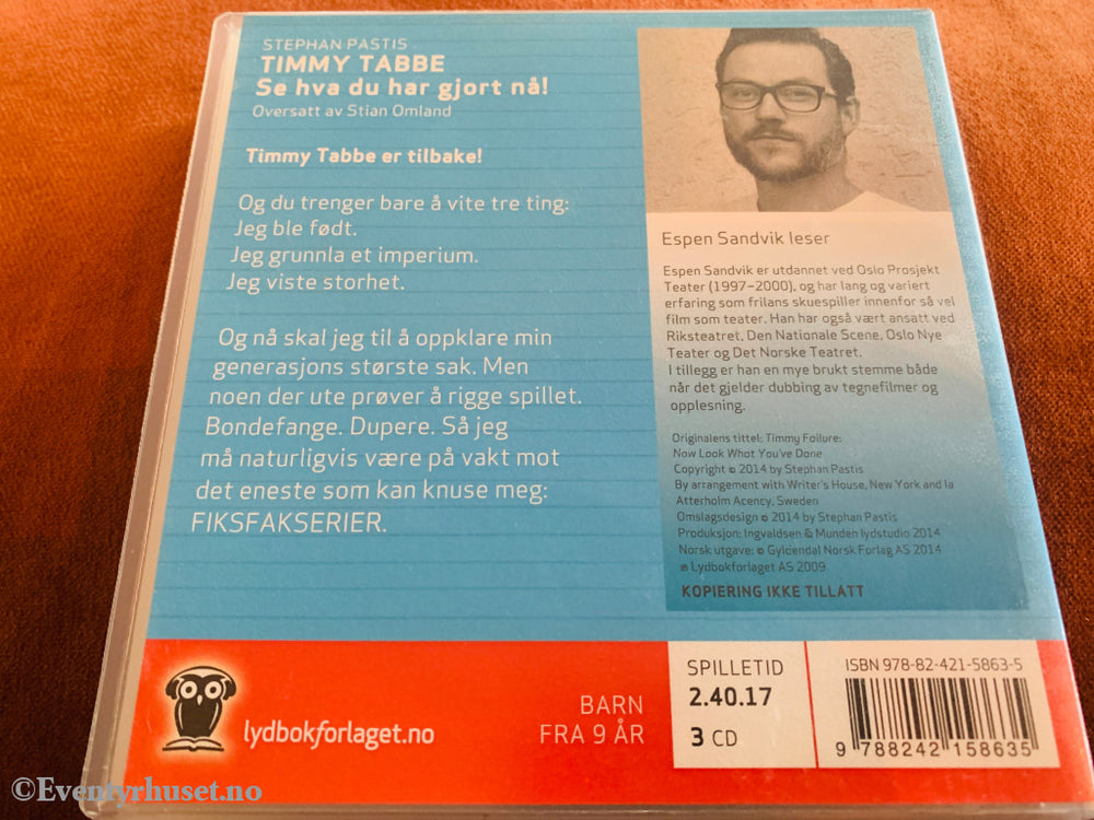 Stephan Pastis. Timmy Tabbe: Se hva du har gjort nå! 2014. Lydbok på CD.