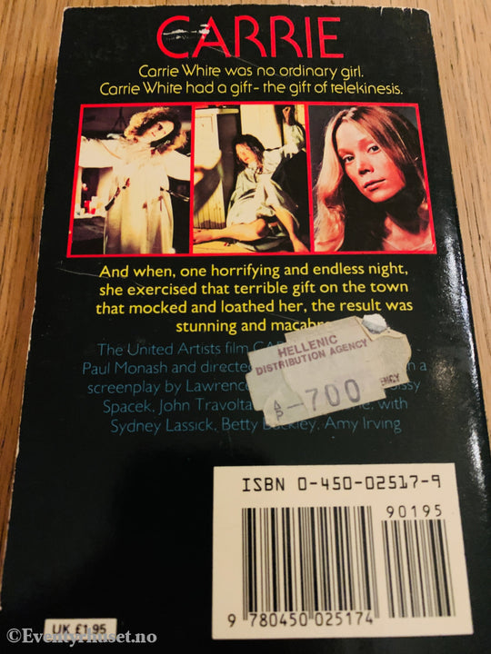 Stephen King. 1974. Carrie. Bok.