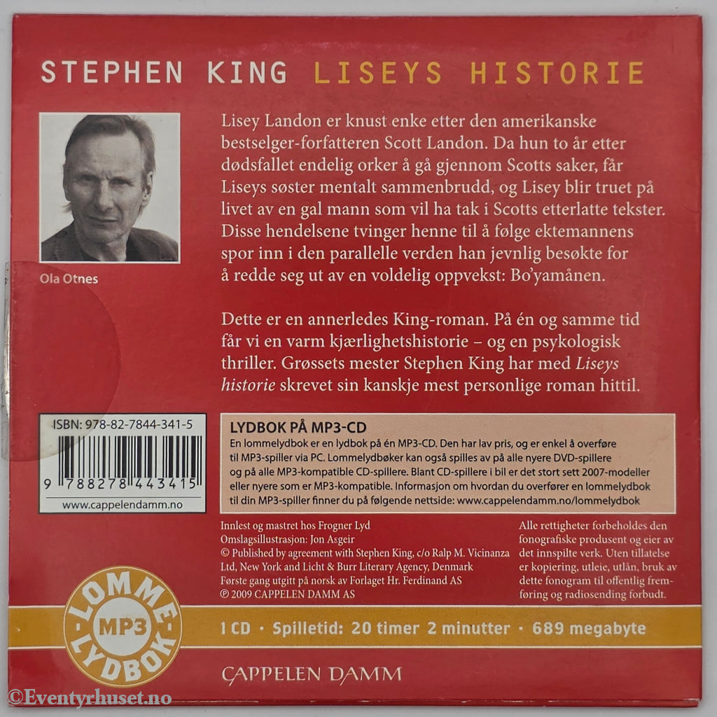 Stephen King. 2006. Liseys historie. Lydbok på CD.