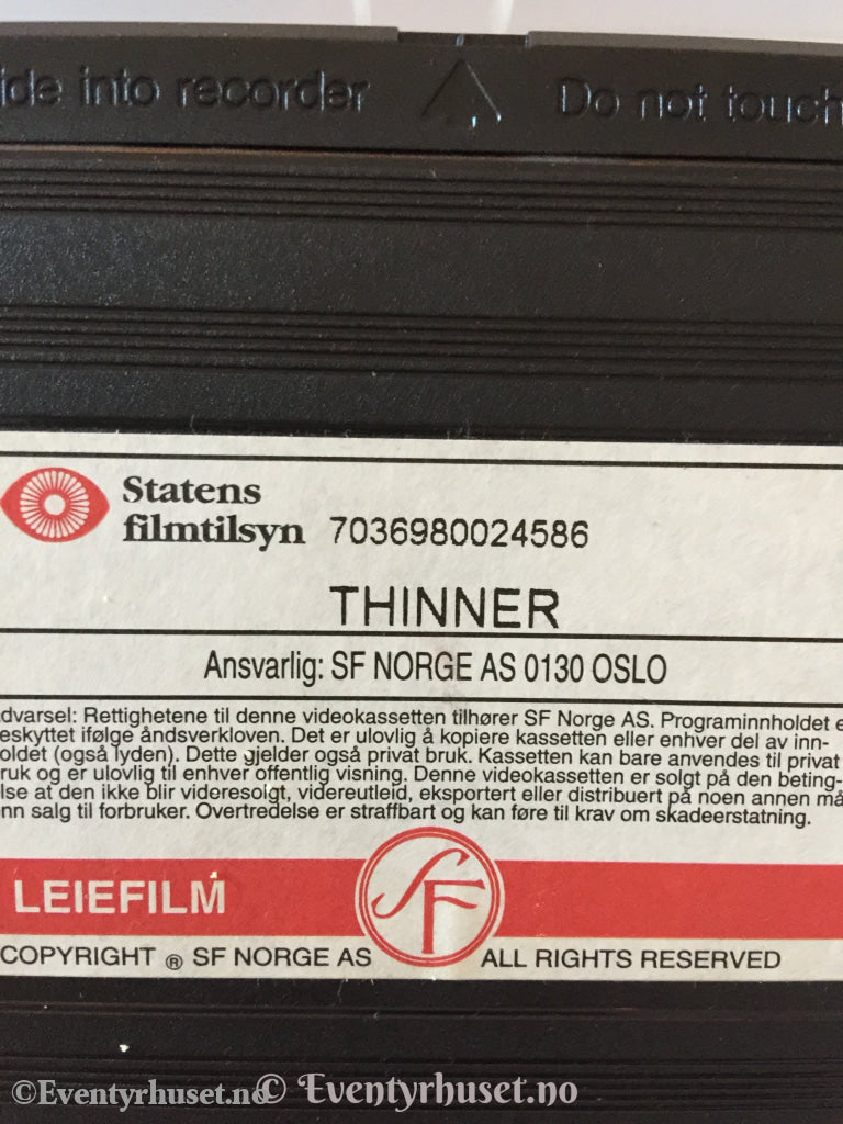 Stephen King´s Thinner. 1995/96. Vhs. Vhs