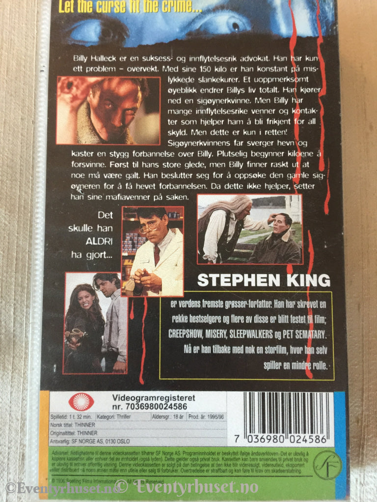 Stephen King´s Thinner. 1995/96. Vhs. Vhs