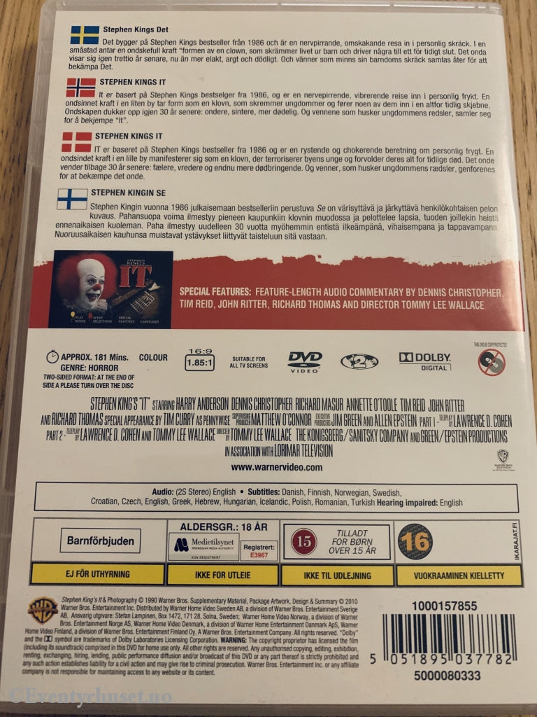 Stephen Kings It. 1990. Dvd. Dvd