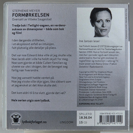 Stephenie Meyer 2007 Formørkelsen. Lydbok på CD.