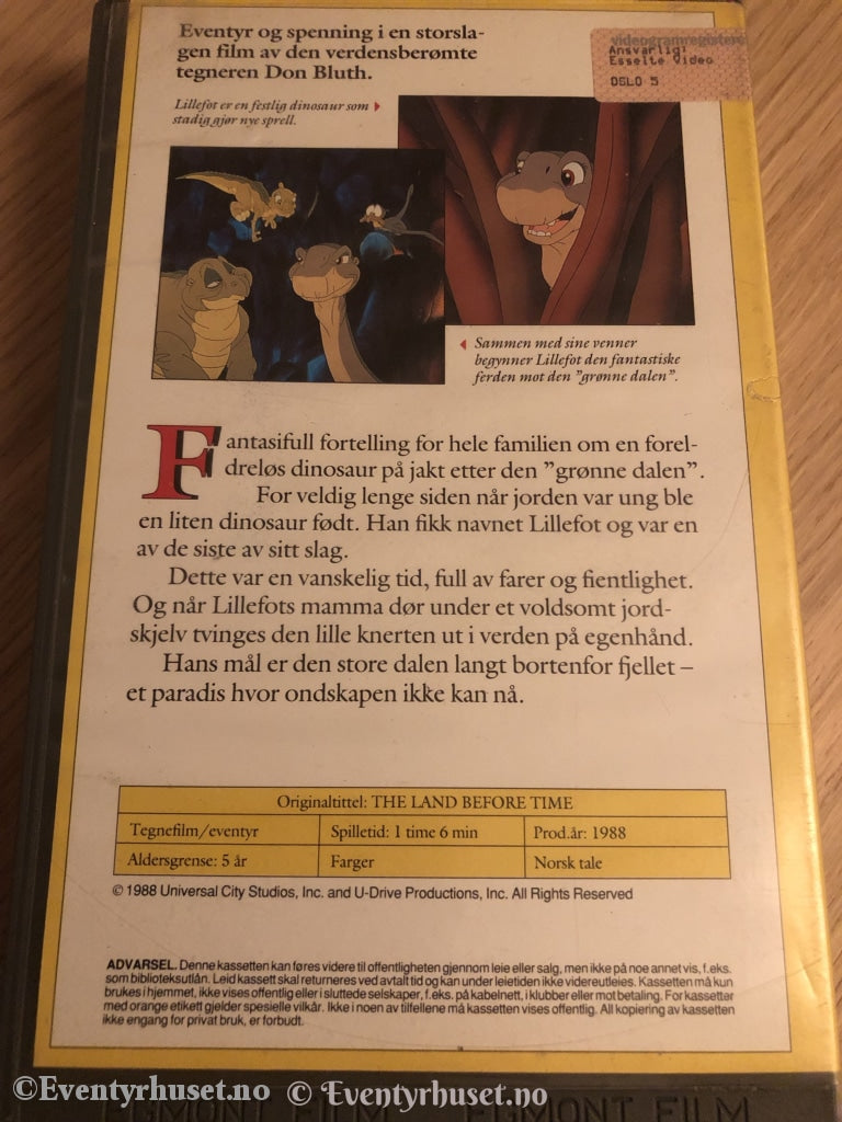 Steven Spielberg. Lillefot Og Vennene Hans. 1988. Vhs Big Box.