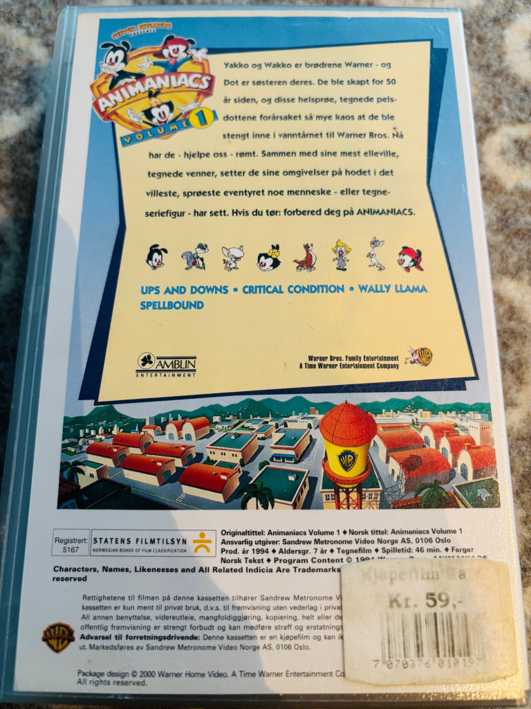 Steven Spielberg’s Animaniacs. Volume 1. 1994. VHS. VHS