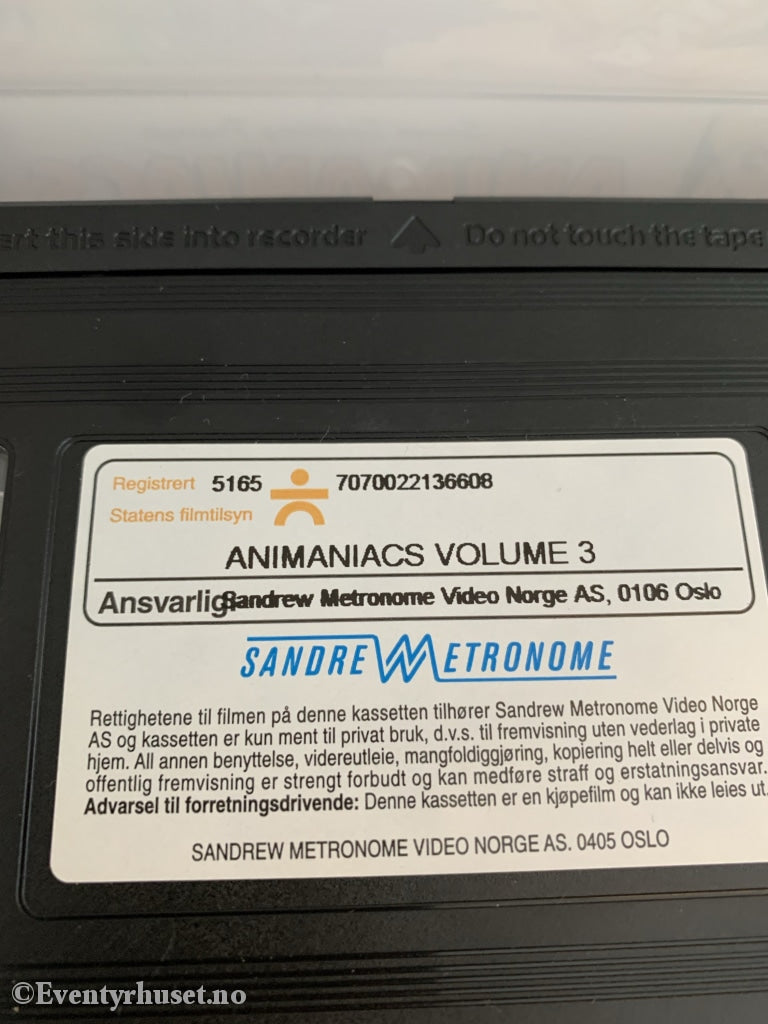 Steven Spielbergs Animaniacs. Volume 3. 1994. Vhs. Vhs