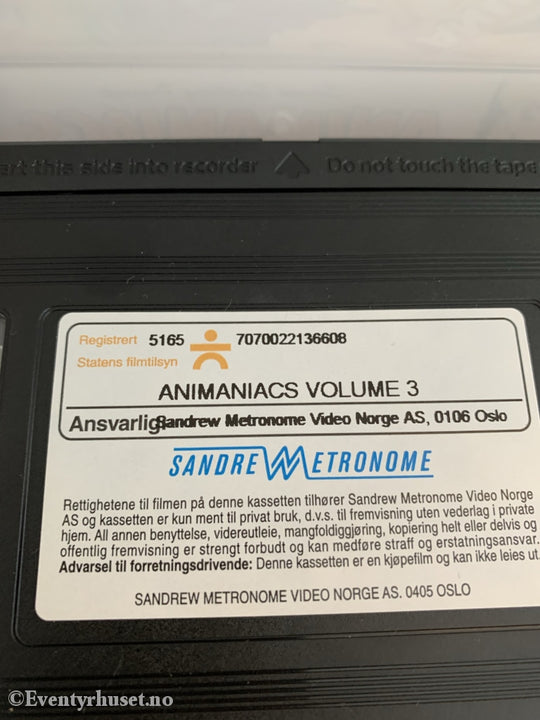 Steven Spielbergs Animaniacs. Volume 3. 1994. Vhs. Vhs