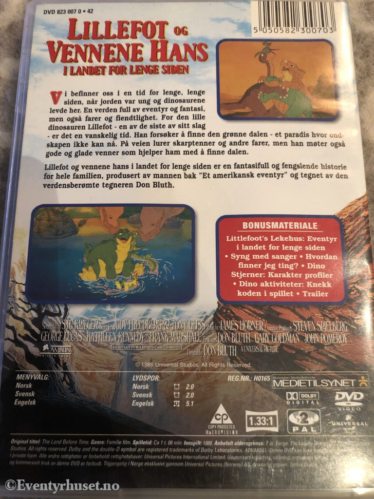 Steven Spielbergs Lillefot Og Vennene Hans. I Landet For Lenge Siden. 1988. Dvd. Dvd