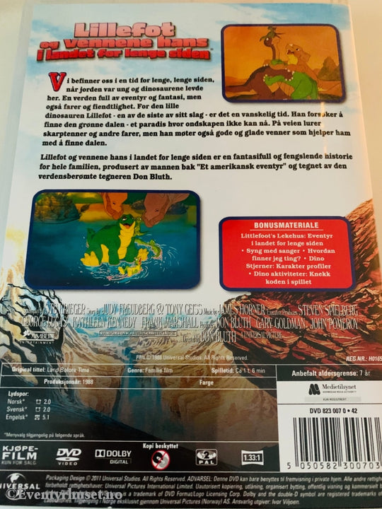 Steven Spielbergs Lillefot Og Vennene Hans. I Landet For Lenge Siden. 1988. Dvd. Dvd