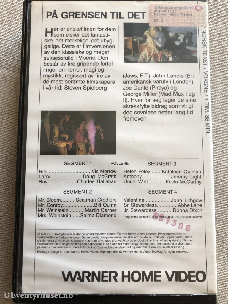 Steven Spielbergs The Twilight Zone. På Grensen Til Det Ukjente. 1988. Vhs Big Box.