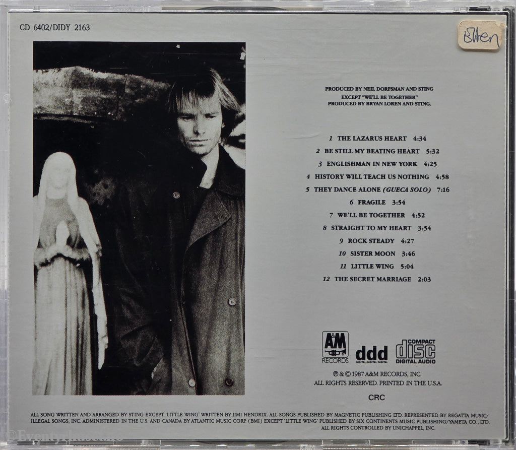 Sting. ...Nothing Like the Sun. 1987. Musikk-CD.